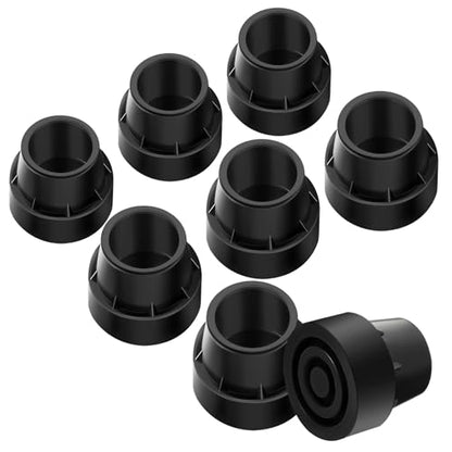 8 Pieces 1 Inch Replacement Mini Trampoline Leg Caps Tips, Black Rubber Caps Tips Floor Protectors for 1" ID Trampoline Leg Chair Legs