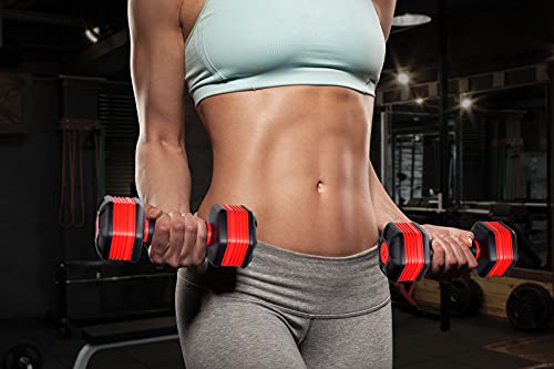 Nice C Adjustable Dumbbells, Neoprene Hand Weights - style: Red 5lb Pair