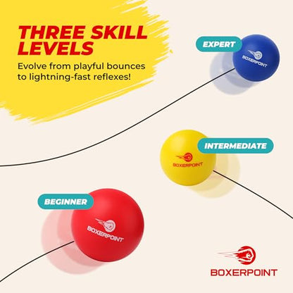 Boxing Reflex Ball for Adults and Kids - React Reflex Balls on String with Headband, Carry Bag and Hand Wraps - Improve Hand Eye Coordination, Punching Speed, Fight Reaction - style: Kids