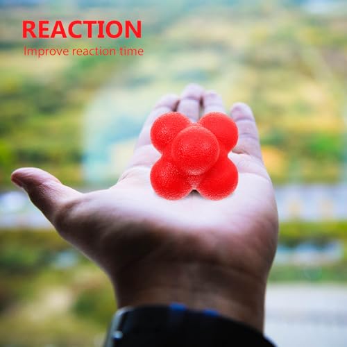 Toddmomy Hexagonal Reaction Training Ball 7cm Red Silicone Agility Fitness Ball for Speed and Reflex Exercises in Baseball, Tennis, Soccer, and Ping Pong Training