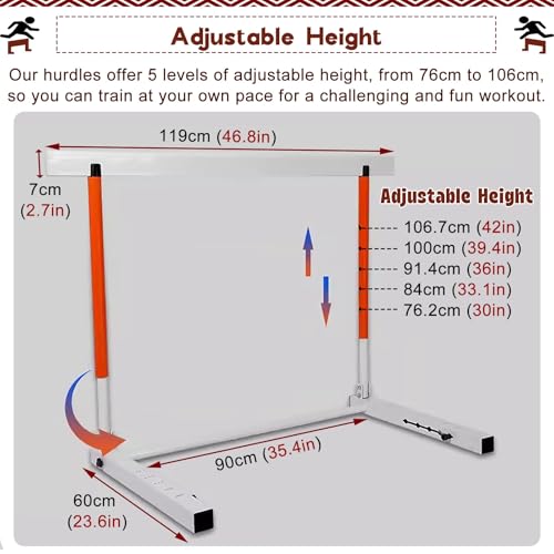 Height Adjustable Hurdles, Foldable Speed Hurdles for Agility Training, Adjustable Height Sports Practice Equipment/Track and Field Team Training Hurdles for Jumping/, 30-42in(76-106cm)