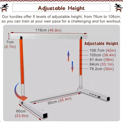 Height Adjustable Hurdles, Foldable Speed Hurdles for Agility Training, Adjustable Height Sports Practice Equipment/Track and Field Team Training Hurdles for Jumping/, 30-42in(76-106cm)