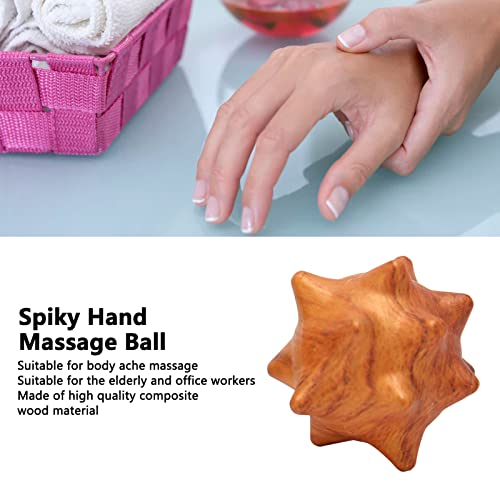 2pcs Hand Massage Ball, Wooden Palm Relaxing Spiky Textured Acupoint Massage Balls for Elderly, Magic Massage Ball Set for Myofascial Point Release Deep Tissue Massage