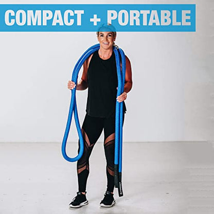 HYPERWEAR Hyper Rope Weighted Short Battle Rope 20 ft / 15 lb – Blue - size: 20 ft (15 lb) Blue