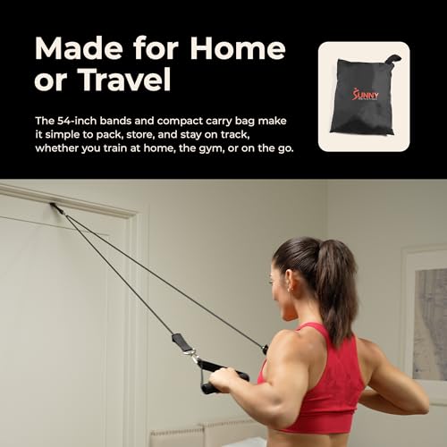 Sunny Health & Fitness Premium Resistance Band Set with Door Anchors, Wrist Straps, Handles Carry Bag Optional Padded Ankle Straps (Pair) for Strength Training, Booty Workout, Lower Body Exercises - style: NO. 089-COMBO