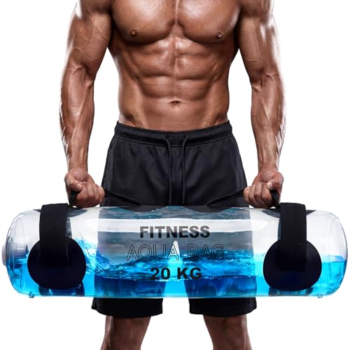 Water Weights Aqua Bag, 44 lbs - Adjustable Portable Water Weight Workout Sandbag Alternative Stability Fitness Equipment for Strength Core Balance Training Full Body Exercise Home Gym