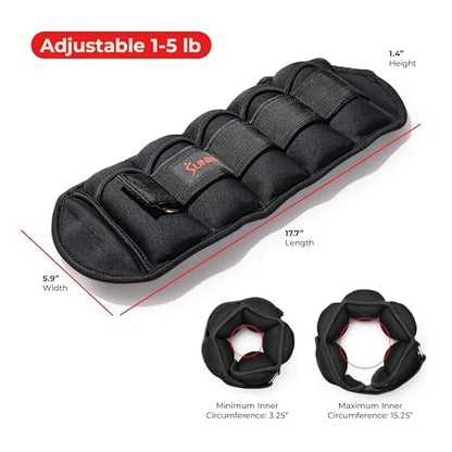 Sunny Health & Fitness Neoprene 1-5 LB Pair Ankle Weights/Adjustable 5 LB - size: Adjustable 1-5 LB