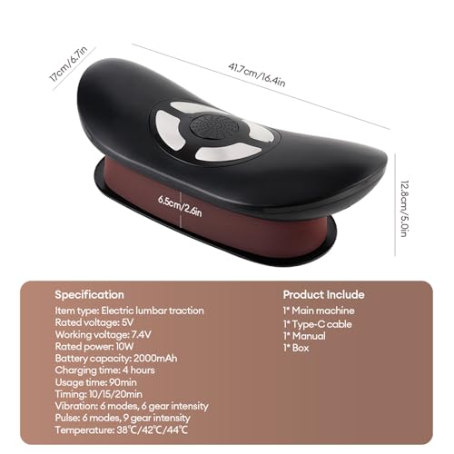 Electric Lumbar Traction Device, Back Stretcher for Lower Back, 3 Heating Levels and Vibration Lumbar Traction Massager