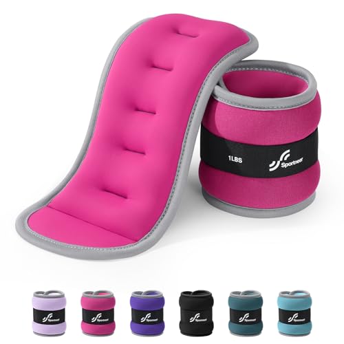 Sportneer Ankle Wrist Weights for Women Men Pair of 1/2/4/6/10 LBS Options - color: Pink, size: 1 lbs x 2