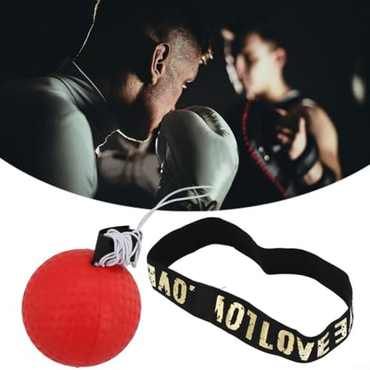 Boxing Reflex Ball with Headband, PU Speed Punching Bag for MMA Muay Thai Training, Reaction Time Agility Hand Eye Coordination Trainer, Lightweight Soft Fitness Equipment for Home Gym Workout(Red)