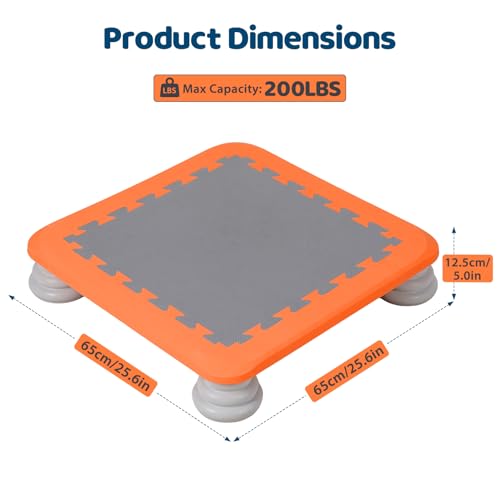 Mini Kids Trampoline, Rebounder Board Jump Trainer with EVA Cushion Surface & Non Slip PU Foam Base, Sensory Balance Board Toy 200 lbs Capacity Indoor Outdoor Play Equipment for Ages 3 to 12