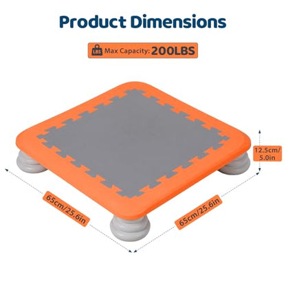 Mini Kids Trampoline, Rebounder Board Jump Trainer with EVA Cushion Surface & Non Slip PU Foam Base, Sensory Balance Board Toy 200 lbs Capacity Indoor Outdoor Play Equipment for Ages 3 to 12