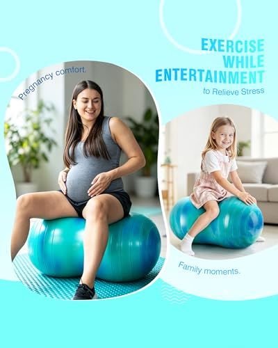 ZOOJOY Peanut Ball for Kids and Adults – 18" / 20" Anti-Burst Exercise Ball for Pregnancy and Labor, Sensory Wiggle Seat, Core Strength, Balance, Physical Therapy, Yoga Ball Chair for Home Office