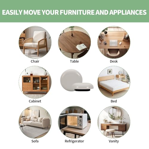 24PCS Stick Furniture Sliders – 1 Inch Sliders for Furniture On Carpet, Furniture Sliders for Hardwood Floors, Carpet & Tile, Beige Moving Sliders, Furniture Movers(16 Round + 8 Square) - size: 24pcs