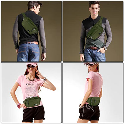 CXWMZY Fanny Packs For Women & Men Waist Pack Hip Bum Bag with Multi-Pockets Large Capacity Waterproof Casual Bum Bag for Disney Traveling Casual Cycling Running Hiking (Army Green) - color: Green