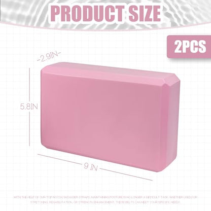 2 Pcs Yoga Blocks, 9"x6"x3" Foam Blocks Yoga Props for Pilates Stretching and Meditation Exercise Blocks Lightweight Yoga Essentials