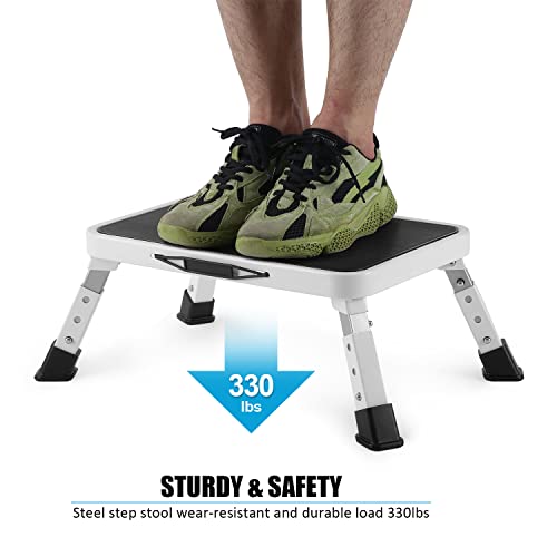 Folding Step Stool, Height-Adjustable Step Stool with Non-Slip Platform, Step Ladder for Adults or Kids in Kitchen, Home, 330 Lbs Capacity
