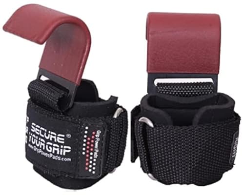 Weight Lifting Rod Hooks Heavy Duty Wrist Wraps Power Weight Lifting Training Gym Grips Straps Set of 2 - color: Brown, size: MEN-Wrist Size Large