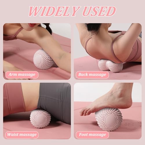 Peanut Massage Ball for Deep Tissue, Trigger Point Therapy, Myofascial Release – Double Lacrosse Foam Roller for Back, Neck, Foot, Muscle Relief, Yoga & Physical Recovery (Pink) - color: Pink