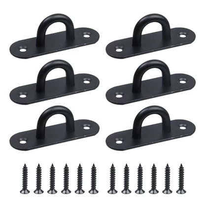 6PCS Black Stainless Steel Ring Rope Bracket Battle Rope Anchor Support Holder for Suspension Strap with Screws