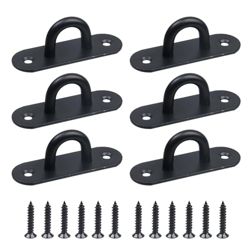 6PCS Black Stainless Steel Ring Rope Bracket Battle Rope Anchor Support Holder for Suspension Strap with Screws