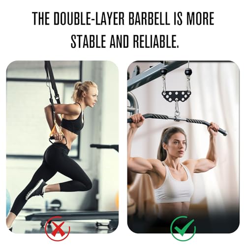 Multi-Grip LAT Pull Down Bar for Home Gym Fitness, Spreader Plate LAT Pulldown Attachments for Pulley System Cable Machine, Double to Single Cable Attachment Exercise Handle