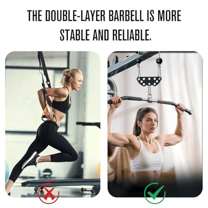 Multi-Grip LAT Pull Down Bar for Home Gym Fitness, Spreader Plate LAT Pulldown Attachments for Pulley System Cable Machine, Double to Single Cable Attachment Exercise Handle