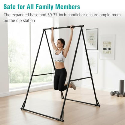 Foldable Free Standing Pull Up Bar Power Tower Dip Station 771LBS Capacity Strength Training Fitness Equipment for Home