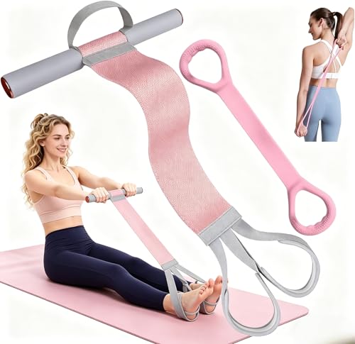 Fabric Resistance Band with Handles,Non-Slip Foot Pedal Puller for Strength Muscle Training,120lb Full-Body Fitness Band,Working Out Stretch Band Equipment for Leg Arm Chest Core Wrist Ankle