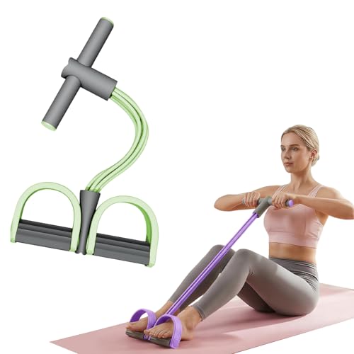 Pedal Resistance Band with Handles, 2026 Upgrade 6-Tube Pedal Resistance Band Multifunction Elastic Yoga Resistance Band for Full Body Workout, Stretching, Waist, Arm, Leg - color: green
