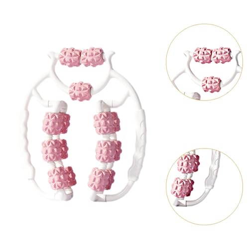 Massage Roller for Legs Foam Roll 15 Wheels Portable Exercise 360 ° Deep Tissue Massage Tool for Gym Physics, Pink - color: Pink