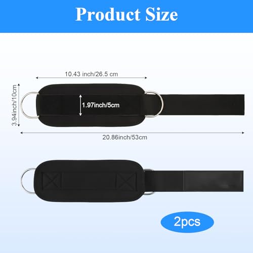 2-Pack Ankle Straps for Cable Machines – Comfortable Adjustable Gym Ankle Cuffs for Kickbacks and Glute Workouts, Ankle Bands for Exercise, Booty and Hip Abductor Exercises for Women and Men