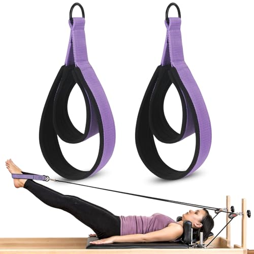 2PCS Pilates Double Loop Straps for Reformer Feet - Fitness and Yoga Equipment - D-Ring Exercise Straps for Gym and Home Workouts