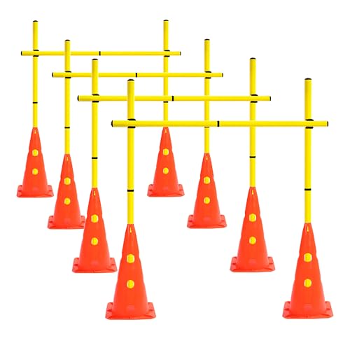 Agility Poles and Hurdles Set Detachable Speed Training Poles Set 8 Training Cones and 12 Agility Poles