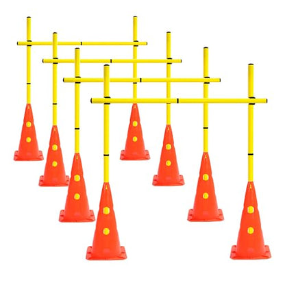 Agility Poles and Hurdles Set Detachable Speed Training Poles Set 8 Training Cones and 12 Agility Poles
