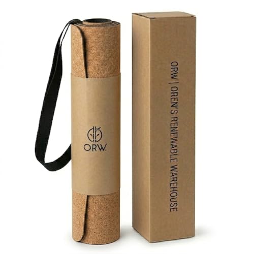 Yoga Mat Natural Cork, Non Slip Yoga Mat for Hot Yoga & Workout, 4mm Thick Natural Rubber Base, 72” x 24” Exercise Mat for Pilates, Fitness & Daily Practice, REACH Tested (SVHC Free), Includes Carry Strap