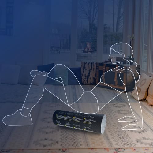 Foam Roller with Printed Exercises - 17.7''x 6'' Lightweight EPE/PE Exercise Roller Foam - Includes 12 Guided Stability, Mobility & Recovery Moves - Dual Color Instructional Design