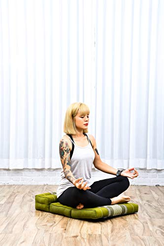 Leewadee Foldable Floor Mattress – 2 in 1 Floor Meditation Mat for Yoga and Relaxation, Seating Futon with Kapok