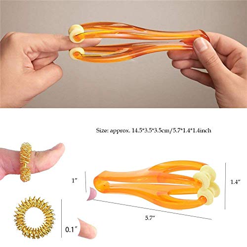 2 Finger Massager Roller & 5 Acupressure Rings - Arthritis Pain Relief & Trigger Finger Therapy Tool - Manual Hand Circulation Massagers for Carpal Tunnel, Rock Climbing Recovery & Gifts