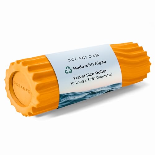 Ripple Travel Foam Roller (11" x 3.35") Firm Mini Foam Roller for Physical Therapy, Deep Tissue Massage, Back Pain - High Density, Ergonomic Wave Textured - Yoga, Pilates, Exercise (Gold) - color: Gold
