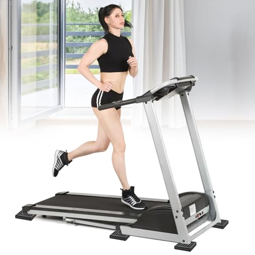 8 Pack Heavy Duty Exercise Equipment Mat, 4 x 4 x 0.8 Inch Non Slip Noise Reduction Mat for Treadmill, Treadmill Mat Pad for Rubber Hardwood Floors Carpet Protection Home Gym
