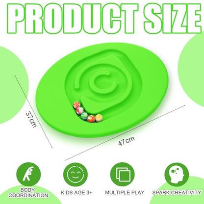 Seenelling Kids Maze Balance Board Sensory Training Toy, Green, Round - color: Green, style: Round