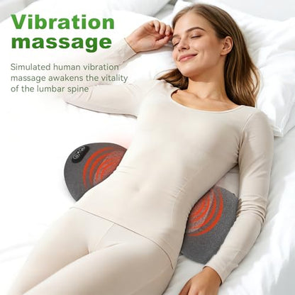 3 in 1 Electric Lumbar Massager Support Pillow - Lower Back Massager with Heat,Vibration & Airbag Traction,Smooth Triple Fusion Lumbar Support Massager for Lower Back Pain Relief FSA Eligible HSA