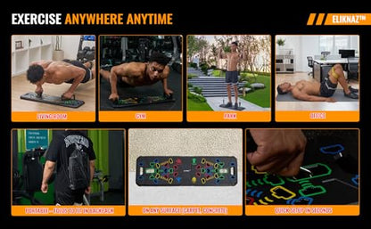 Portable Push Up Board Gym Kit 25-in-1, Foldable Push Up Station & Exercise Board Workout Set with 18 Accessories, Resistance Bands & Handles, Ankle Straps for Men, Women & Teens
