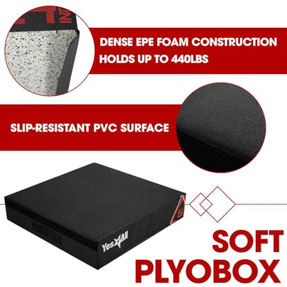 Yes4All Adjustable Soft Plyo Box, Jumping Trainer - For Plyometric Exercises and Conditioning, Multiple Height Variations