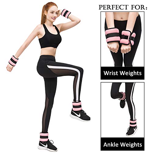 Ankle/Wrist Weights, Small Leg Arm Hand Cuff Weights for Women Kids, Exercise Equipment with Adjustable Straps for Fitness Gym Dancing Walking Jogging Gymnastics Aerobics (1 Pair)