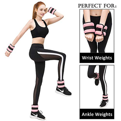 Ankle/Wrist Weights, Small Leg Arm Hand Cuff Weights for Women Kids, Exercise Equipment with Adjustable Straps for Fitness Gym Dancing Walking Jogging Gymnastics Aerobics (1 Pair)