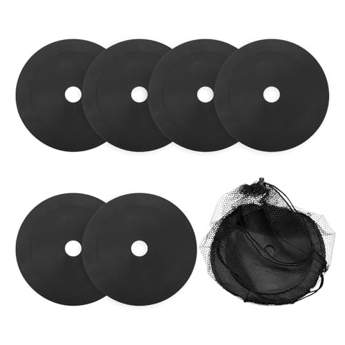 Flat Cones Spot Markers, Non-Slip Spot Marker Agility Dot Soccer Cones with Drawstring Bags - color: Black