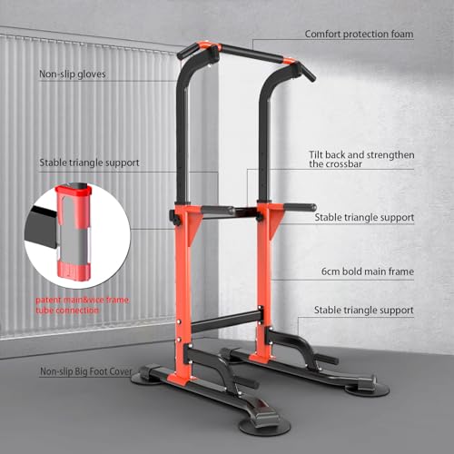 Z ZHICHI Pull-Up Dip Station Pull-Up Chin-Up Weight Capacity 350LBS - color: orange