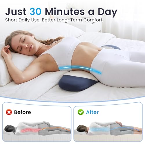 Lumbar Support Pillow for Bed, Double Layer Memory Foam Back Pillow for Lower Back Comfort & Support, Ideal for Office Workers, Drivers & Active Lifestyles